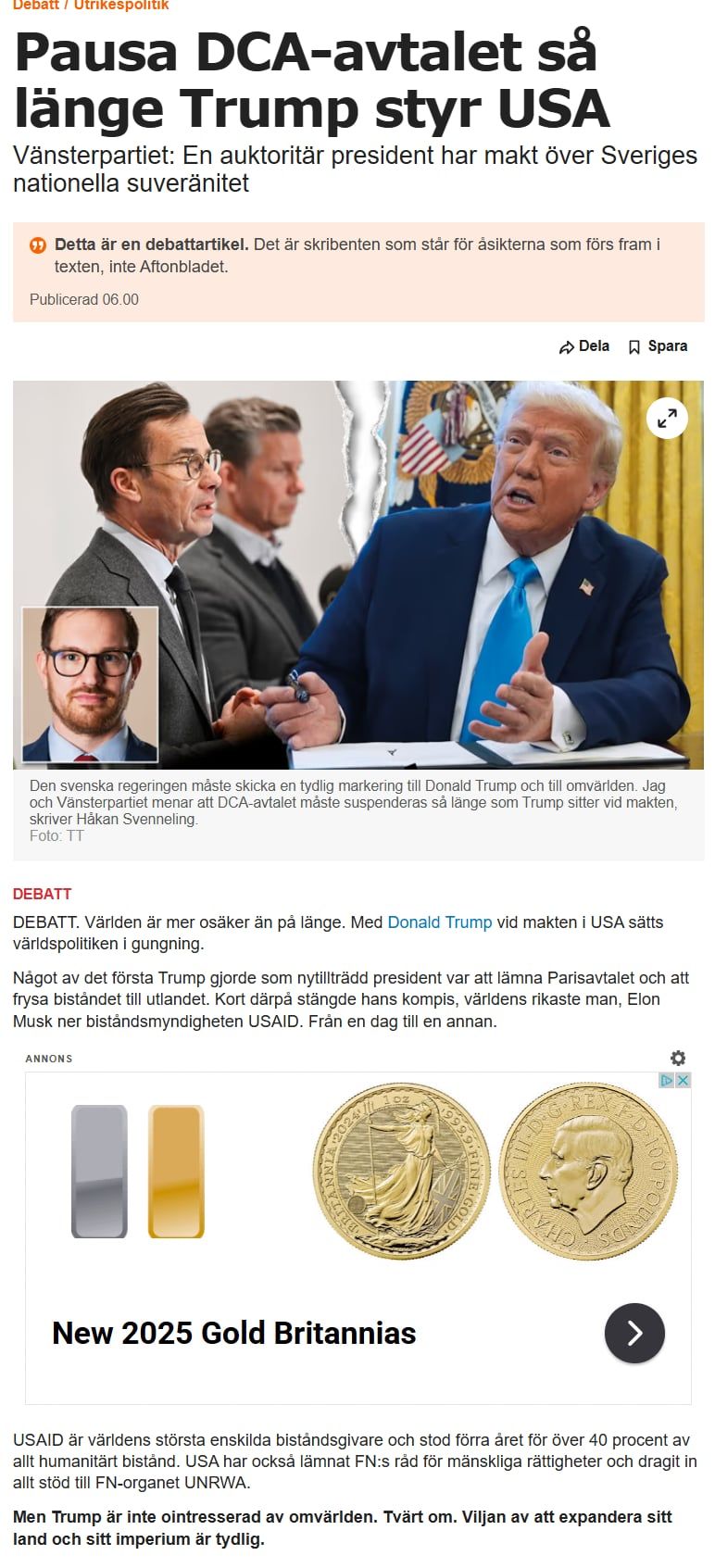 V Vill Suspendera DCA-Avtalet