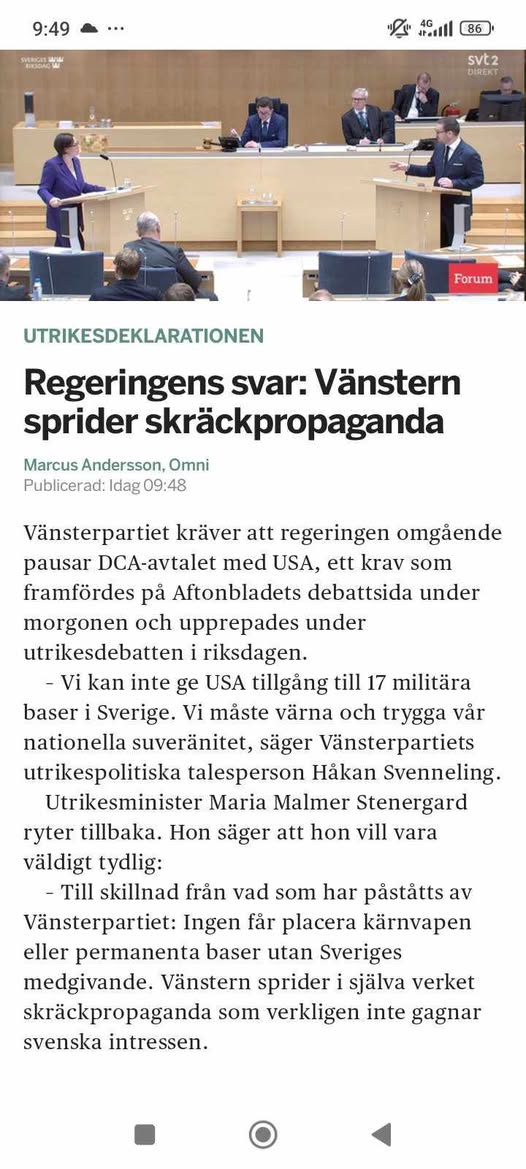Regeringen & Vänstern Om DCA-Avtalet