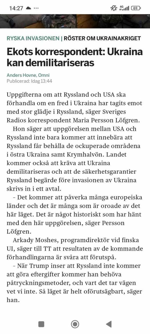 Möjligt Demilitariserat Ukraina I Ekot