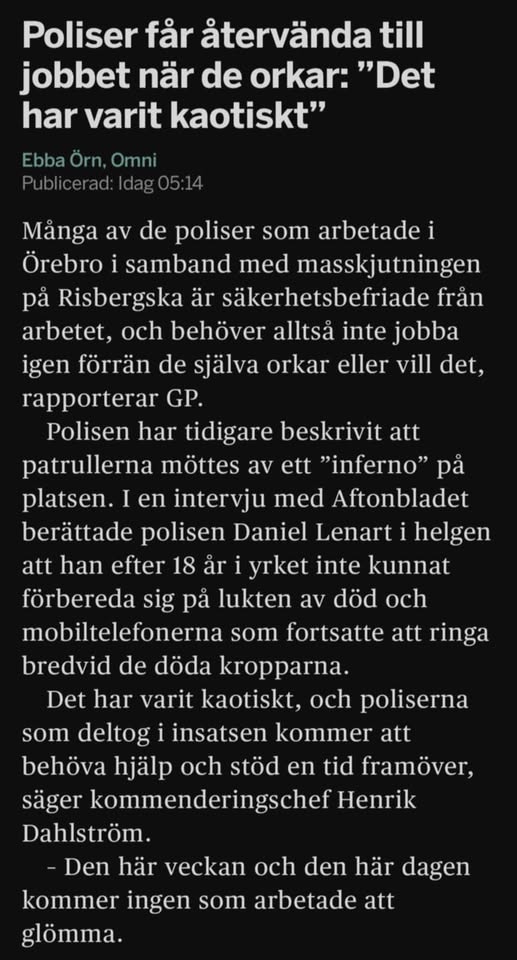 Jobbåtervändande Poliser I Mån Av Ork