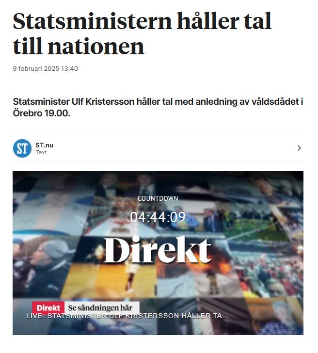 Nationstalande Statsminister Om En Timme
