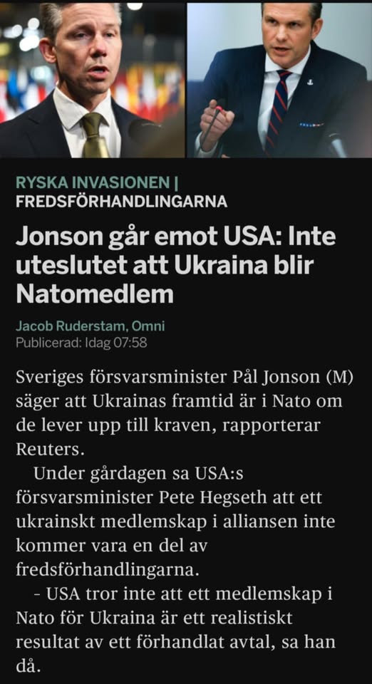 Jonson Utesluter Inte Ukrainskt Natomedlemskap