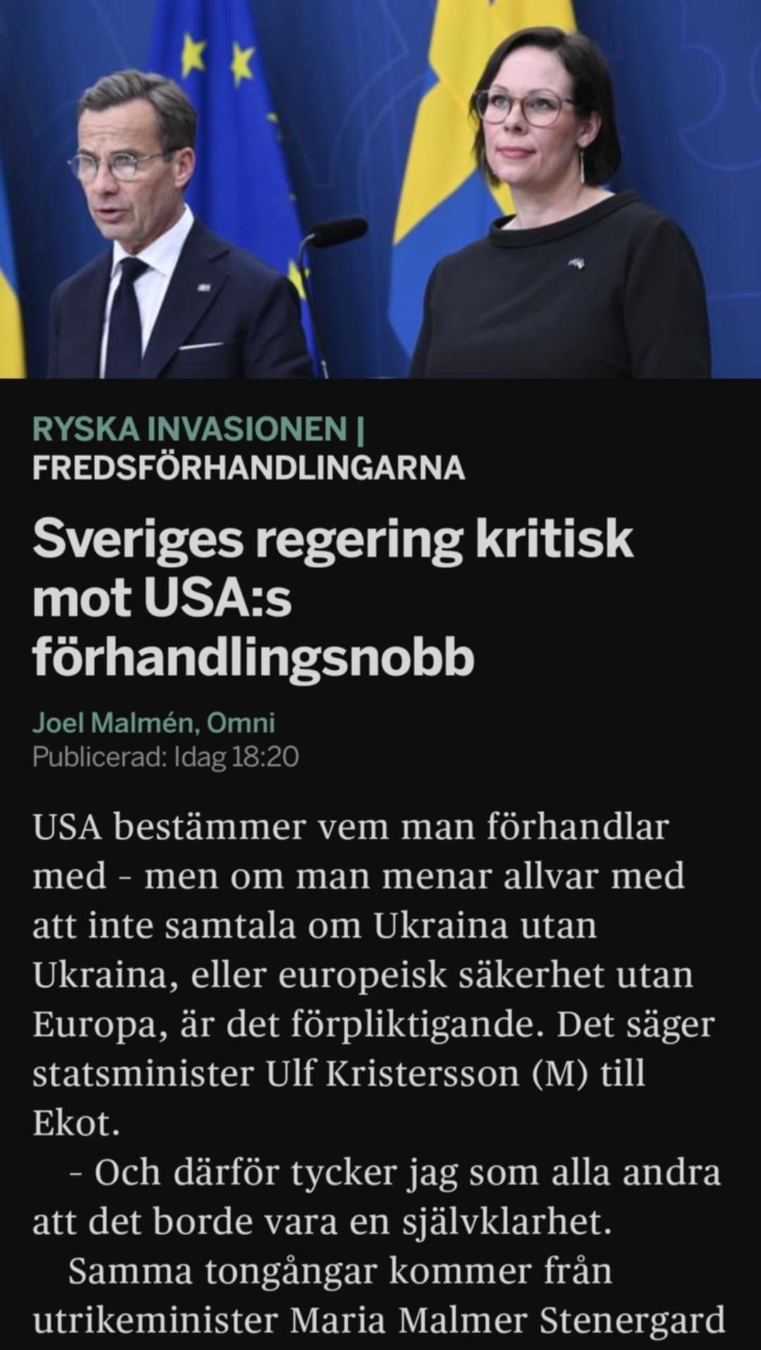 Svensk Regeringskritik Mot Förhandlingsnobb
