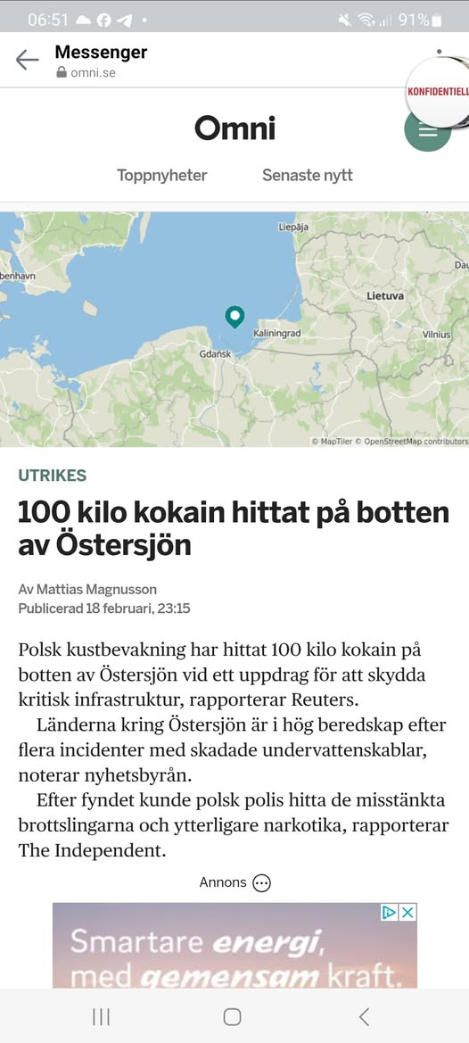 Kokain Funnet På Östersjöbotten
