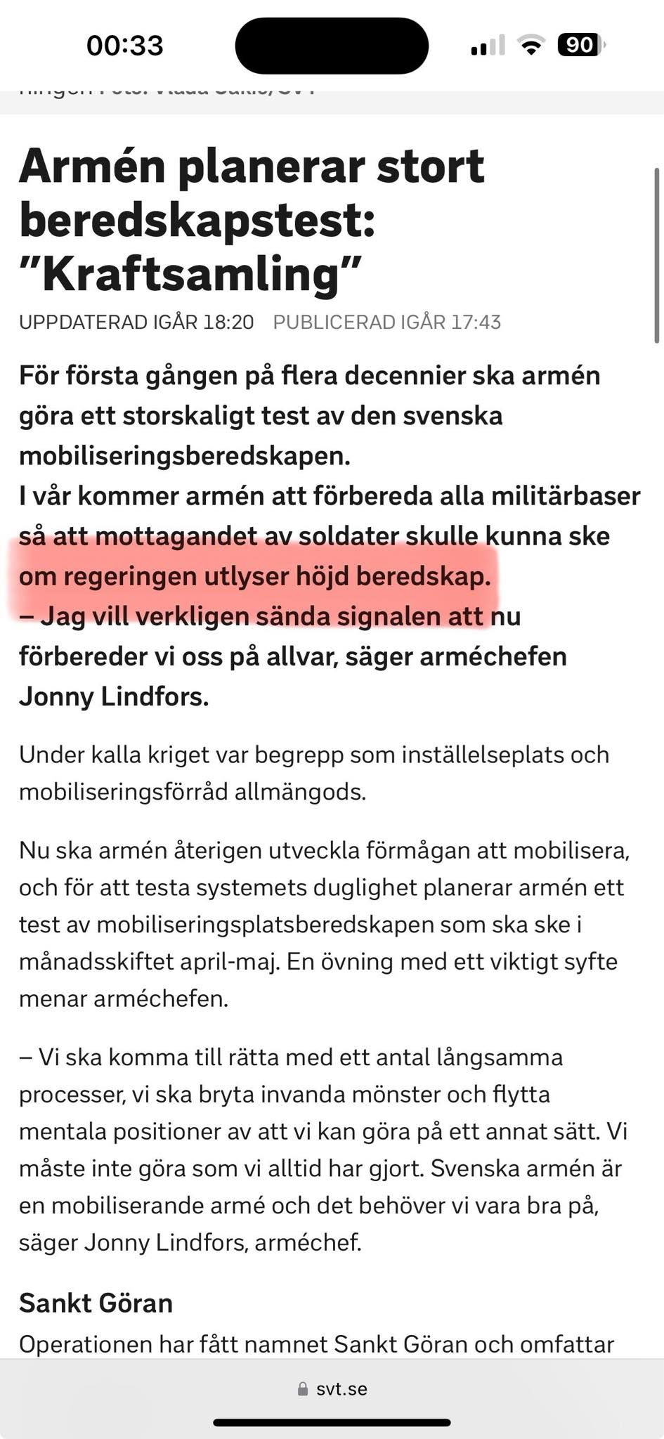 Storskaligt Beredskapstest Planeras