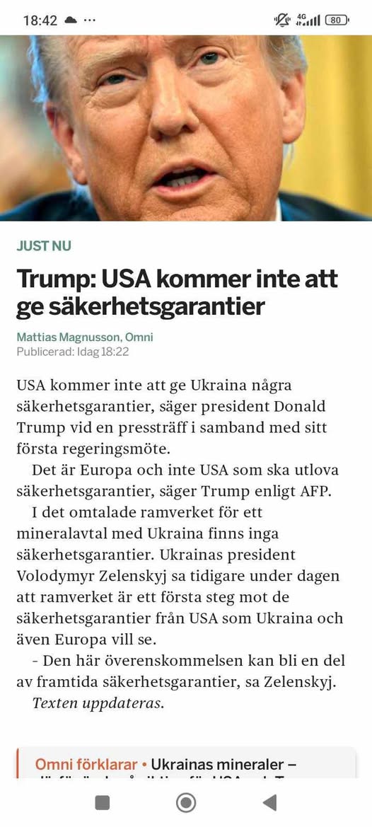 Trump: Inga Säkerhetsgarantier Från USA
