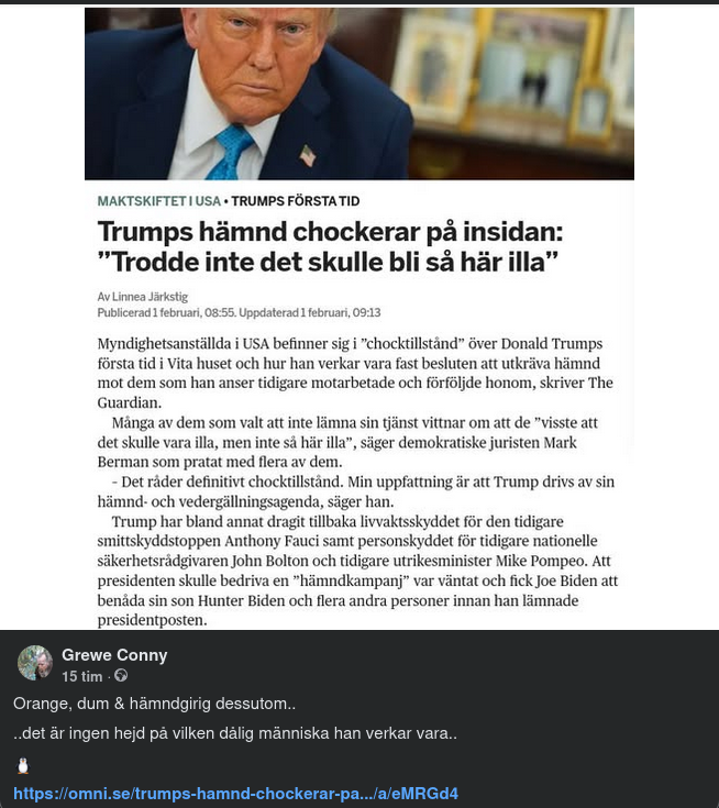 Chockerande Hämndgirig Trump..