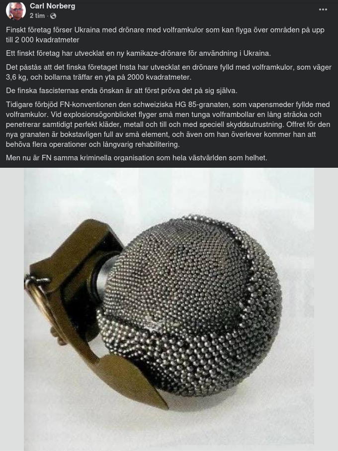 Finsk Granat Med Volframkulor