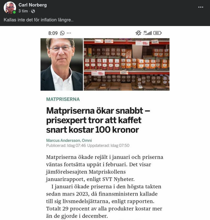 Försvunnen Inflation & Höjda Matpriser
