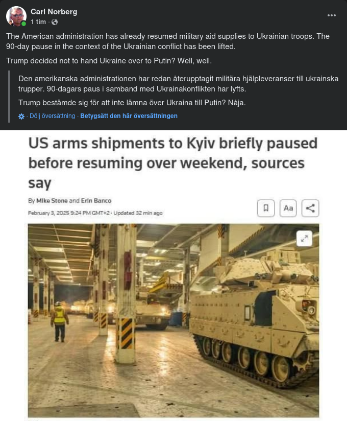 Återupptagna Vapenleveranser