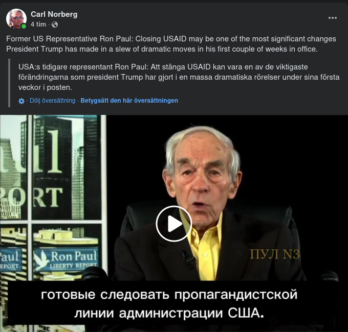 Ron Paul Om USAID-Stängningen