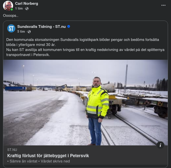 Långvarigt Pengablödande Logistikpark I Sundsvall