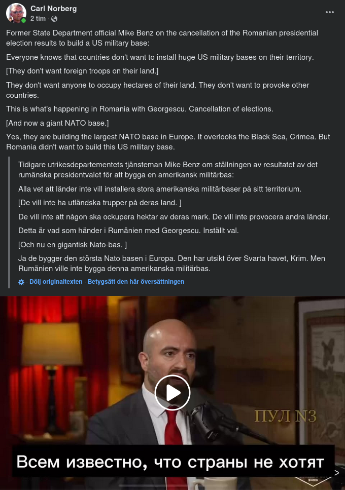 Mike Benz Om Rumänien