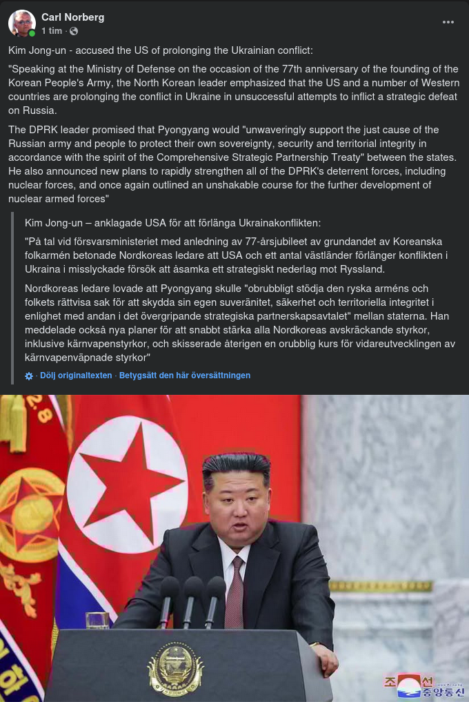 Nordkorea Anklagar USA För Konfliktförlängning