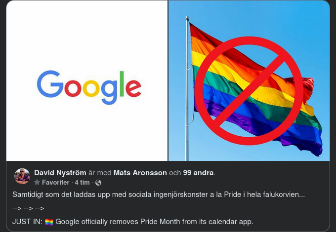 Google Tar Bort Pridemånad