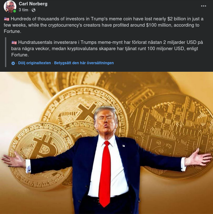Plus & Minus För Trumps Meme Coin