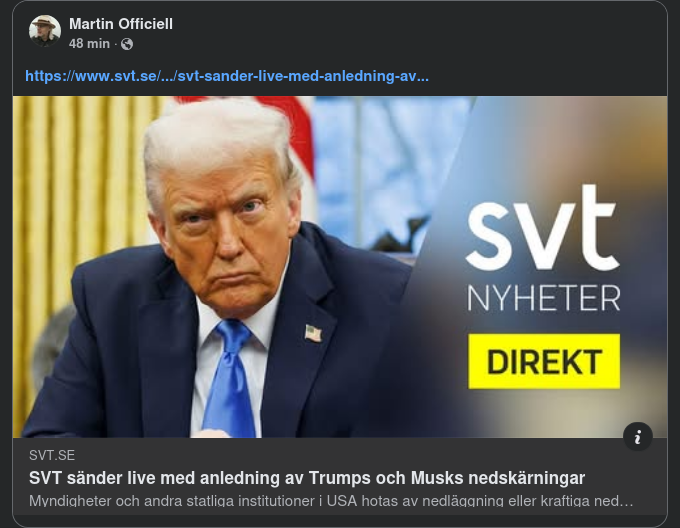 SVT Livesänder För Att Trump & Musk Skär Ner