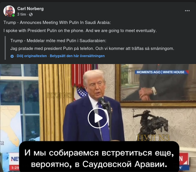 Möte Mellan Trump & Putin I Saudiarabien?..