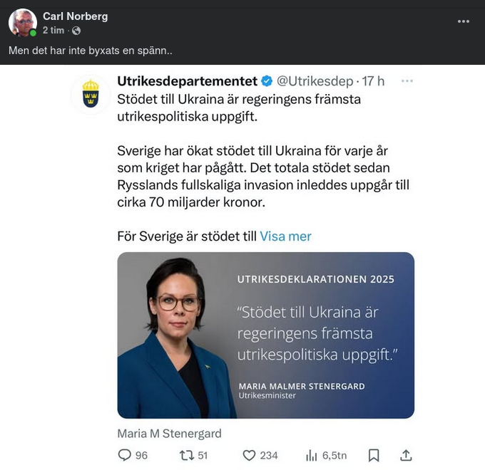 Svenska Regeringens Främsta Utrikespolitiska Uppgift..