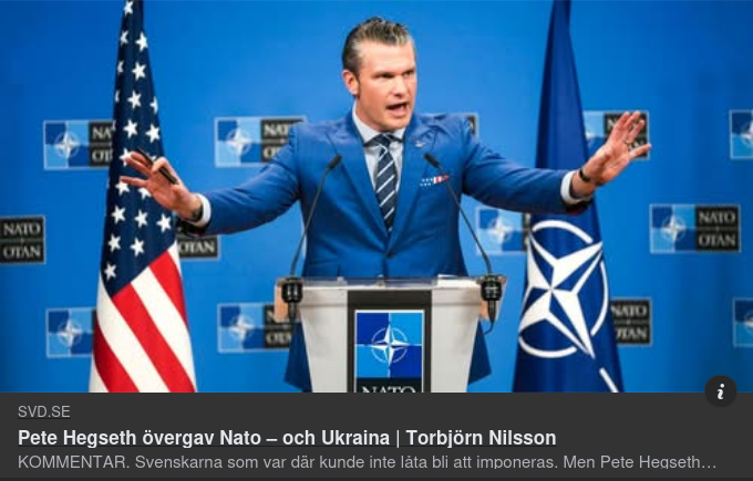 Hegseth Överger Nato & Ukraina I SvD