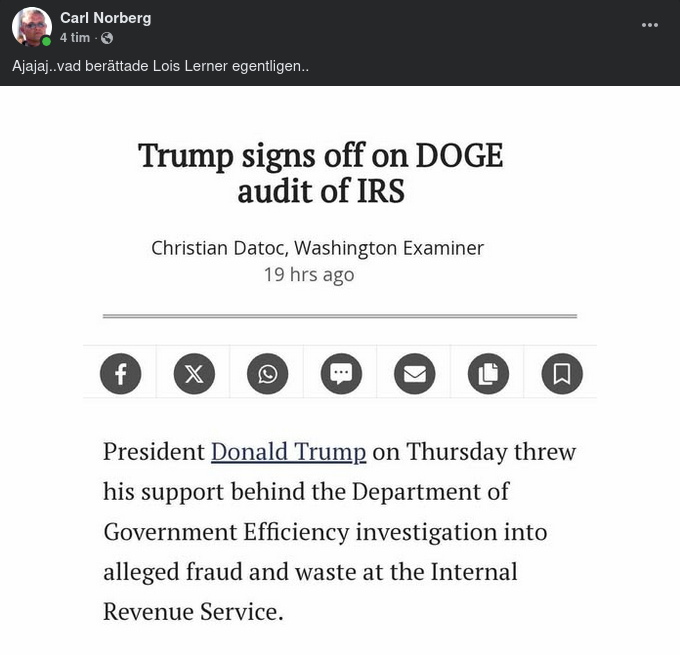 Trump Stöder DOGE-Koll Av IRS