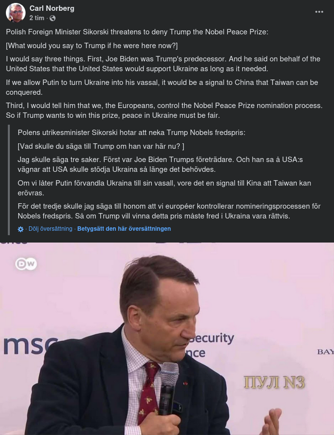 Spretigt Från Polens Utrikesminister Sikorski