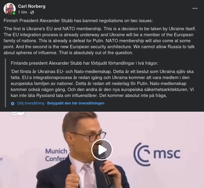 Stubbs Argumenterar Mot Fredsförhandlingar