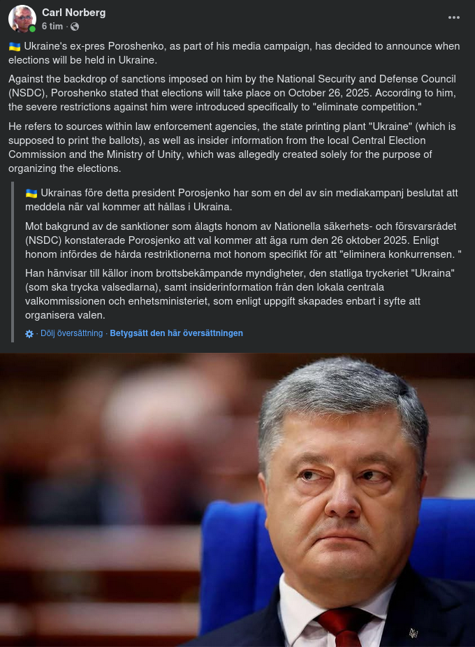 Poroshenko Deklarerar Val 26 Oktober 2025