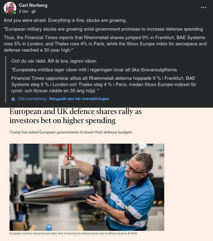 Stigande Vapenproduktionsaktier