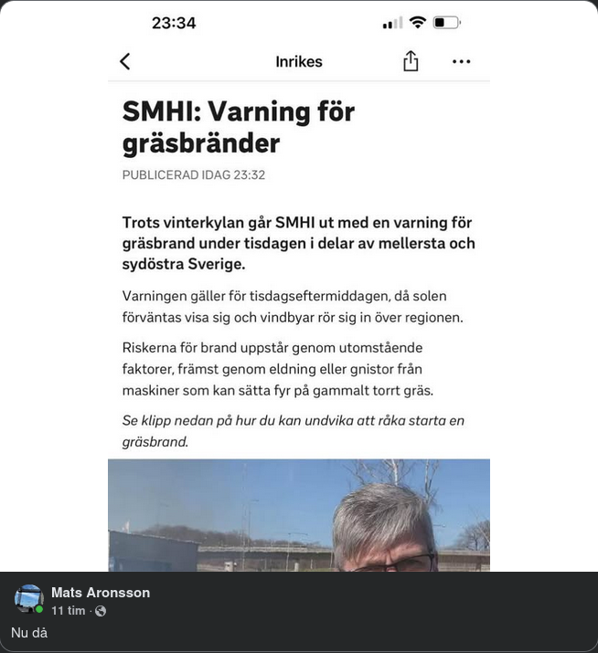 SMHI Varnar För Gräsbränder Under Tisdag Eftermiddag..