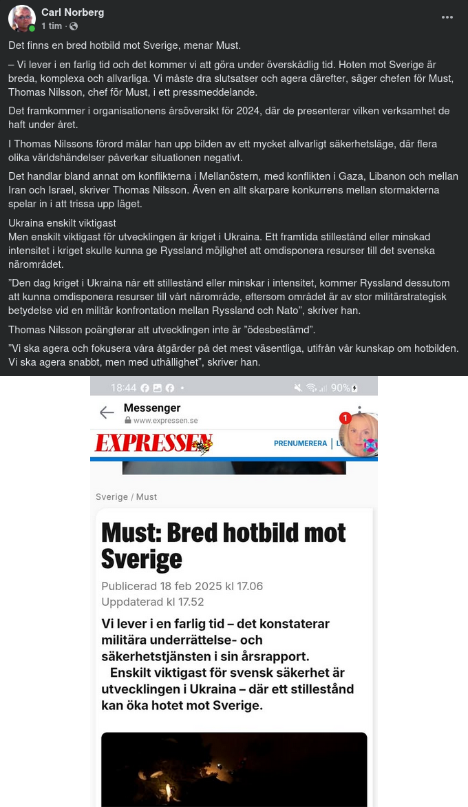 Musk Ser Bred Hotbild Med Ukrainautvecklingen Som Enskilt Viktigast