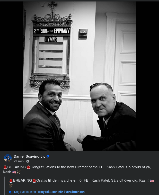 Patel Bekräftad Som Ny FBI-Chef