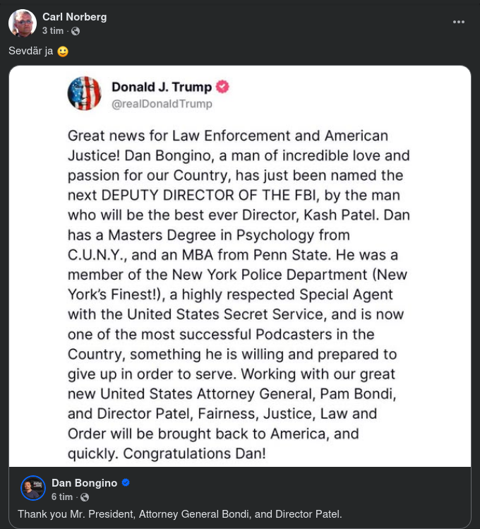 Patel Väljer Bongino