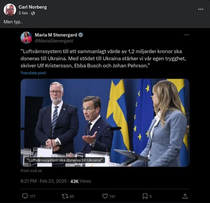 Luftvärnssystem Till Ukraina Stärker Vår Egen Trygghet