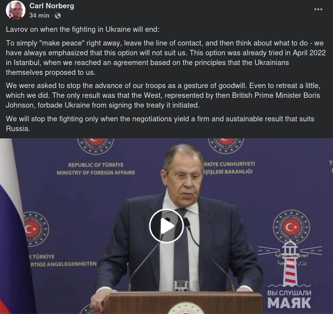 Lavrov Om När Det Är Slutkrigat & Varför