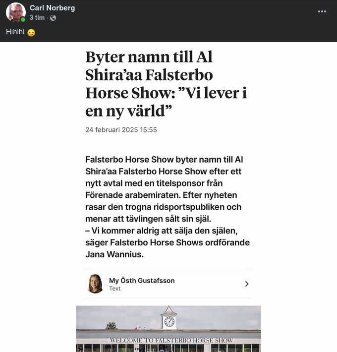 Namnbyte För Falsterbo Horse Show