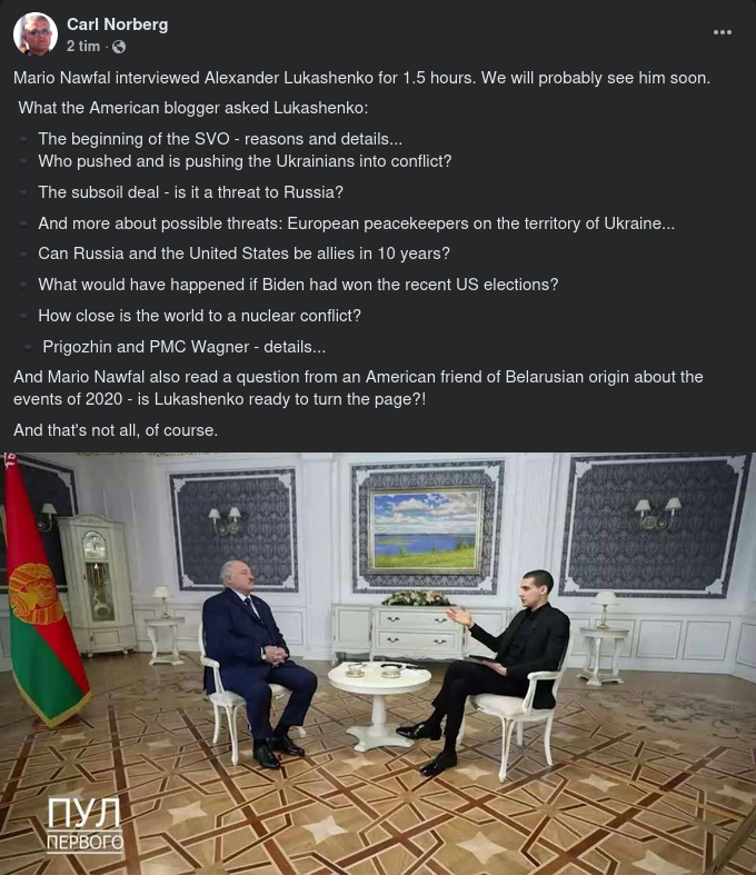 Kommande Intervju Med Lukashenko