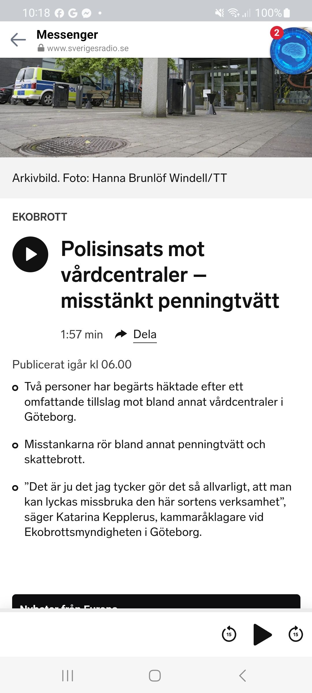 Polisinsats Mot Misstänkt Penningtvättande Vårdcentraler