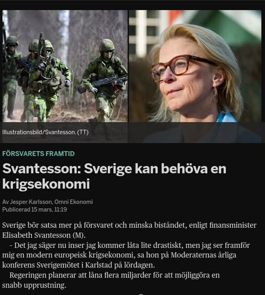 Möjligt Behövd Krigsekonomi Enligt Finansministern