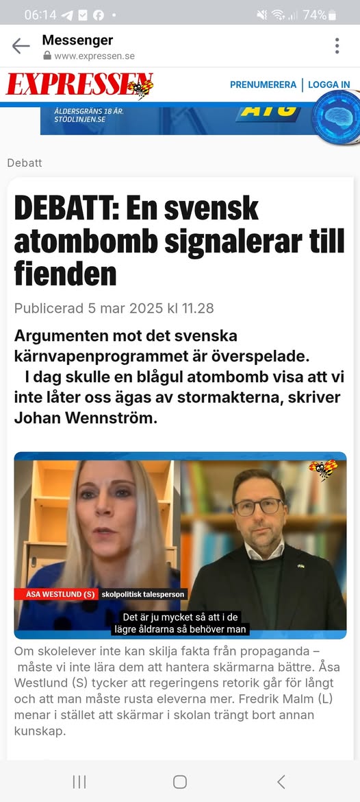 Tid För En Blågul Svensk Atombomb