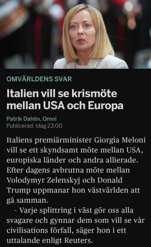 Meloni Vill Ha Krismöte Mellan USA & Europa