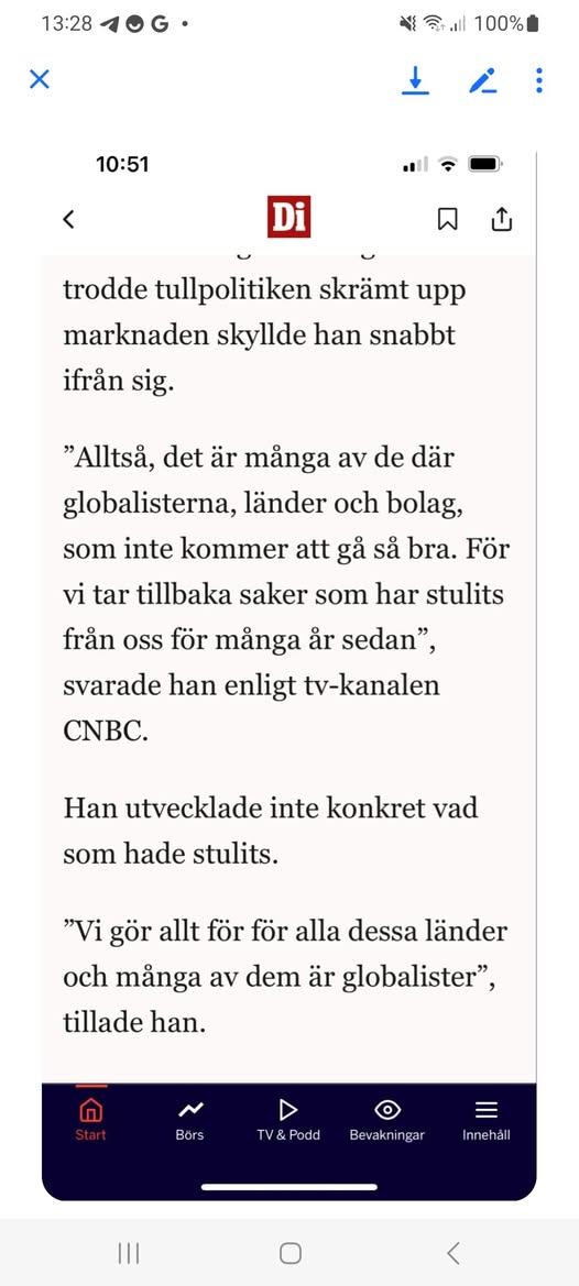 Trump Skyller Börsfall På Globalister