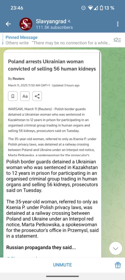 Anhållen Njurförsäljerska