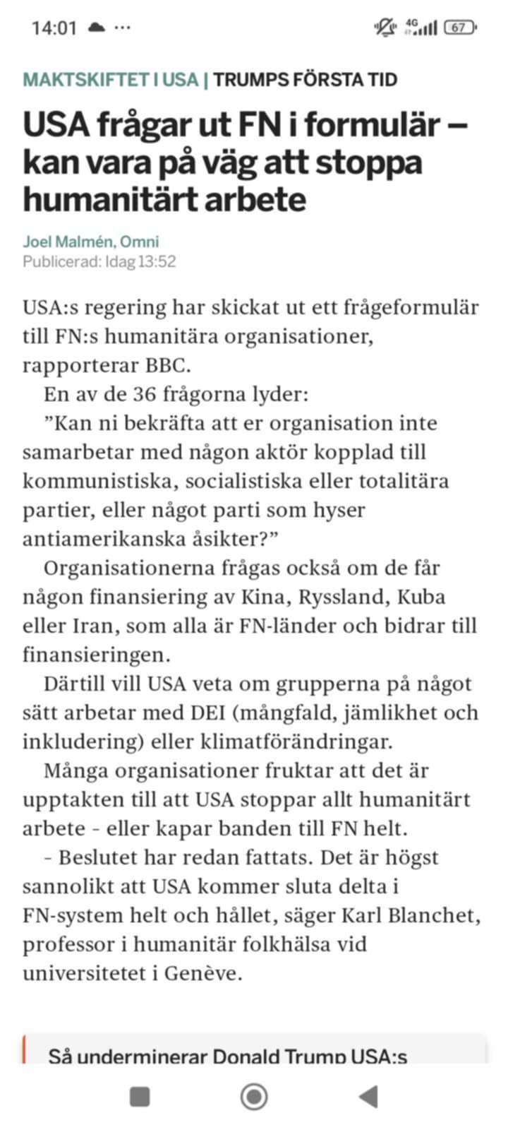 Amerikanskt Frågeformulär Till FN:s Humanitära Organisationer