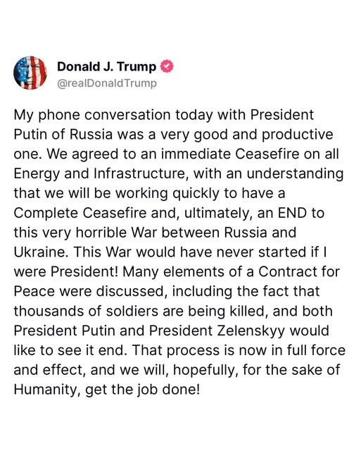 Trump Om Dagens Telefonsamtal Med Putin