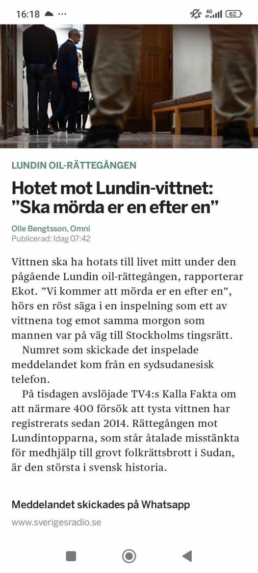 Mordhotade Vittnen I Lundin-Rättegång