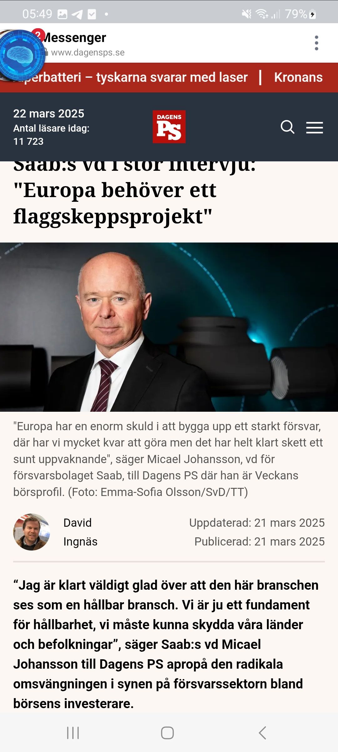 SAAB Som Europeiskt Flaggskeppsprojekt
