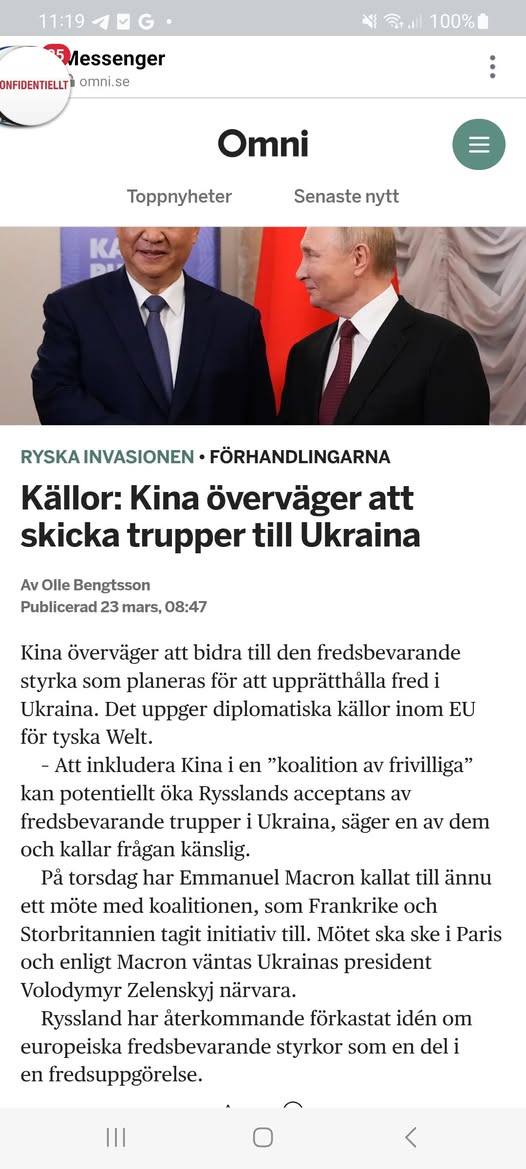 Kina Överväger Trupper I Ukraina