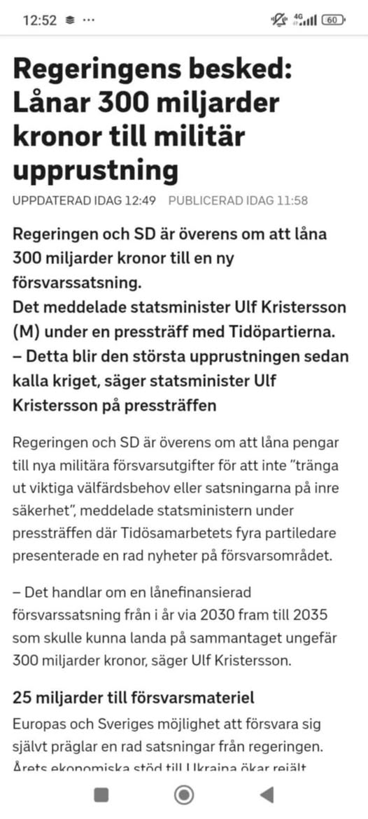 300 Miljarder Lånas Till Militär Upprustning