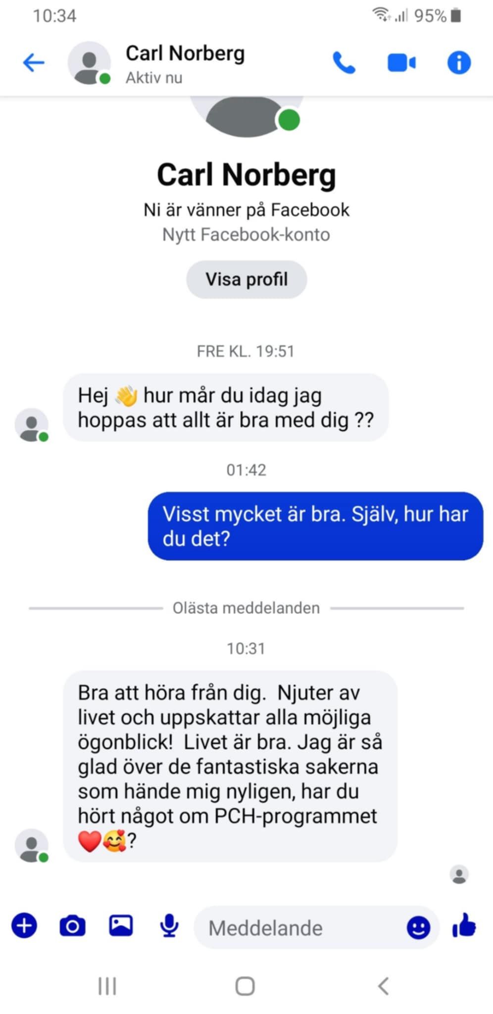 Kontaktsökande Fakeprofil